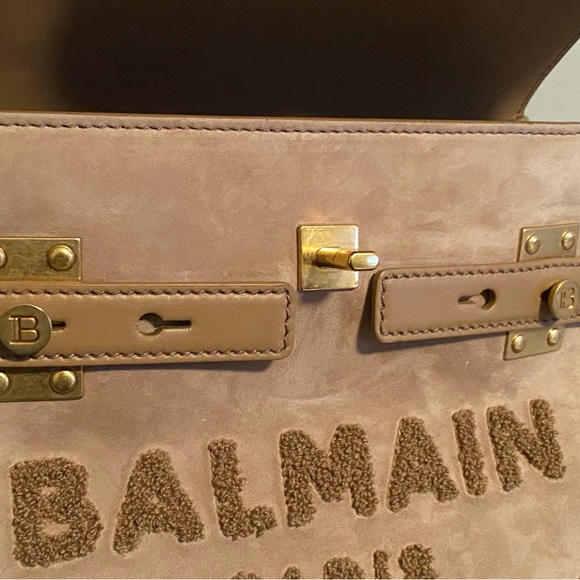 *SOLD* Authentic Balmain B Buzz 23 Sand-Colored Sued Handbag - Picture 5 of 10